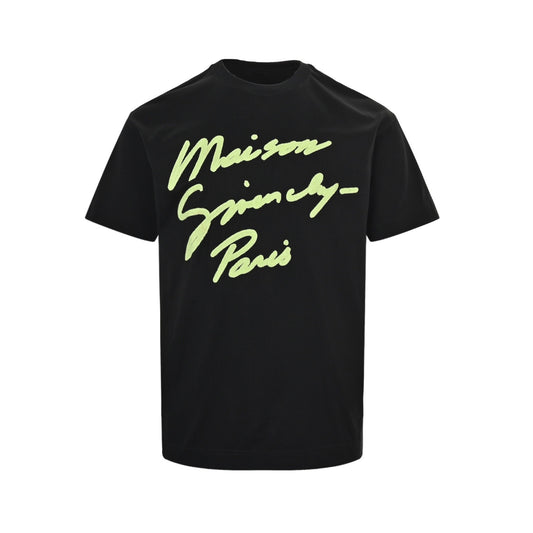 GIVENCHY 25ss fluorescent green letter embroidered short sleeves