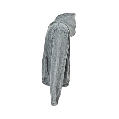 Louis Vuitton 25Fw allover printed old flower jacquard zipper hooded denim jacket