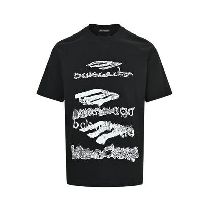 Balenciaga 26ss multi-layer stacked graffiti printed short sleeves