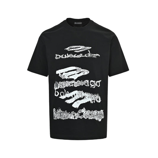 Balenciaga 26ss multi-layer stacked graffiti printed short sleeves