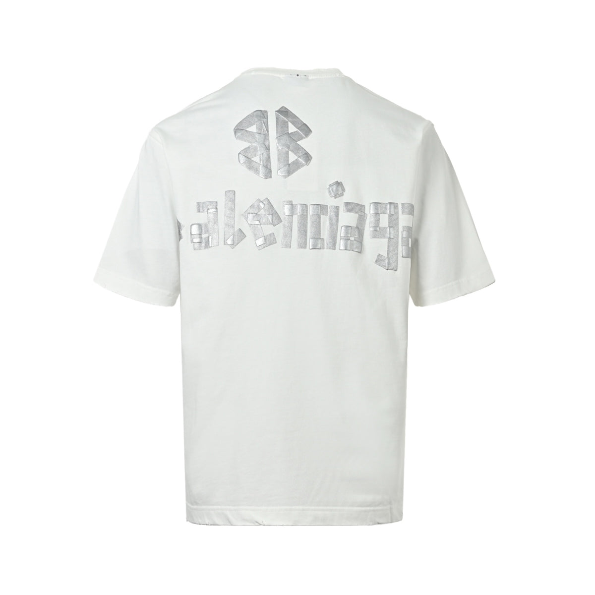 Balenciaga three-dimensional concave and convex silver tape short sleeves
