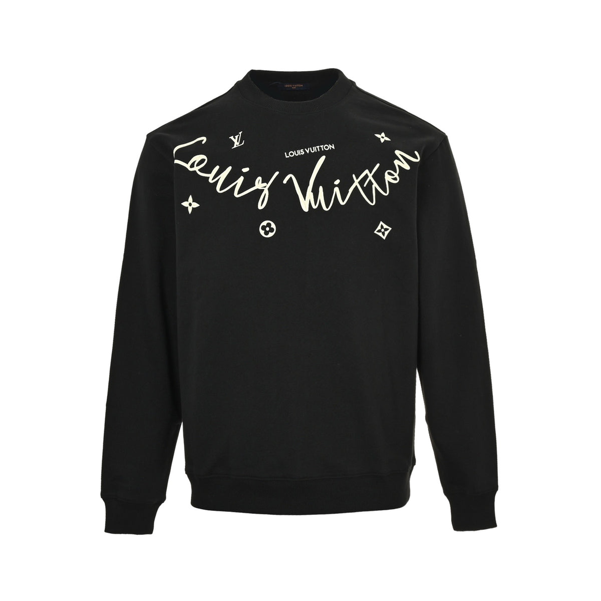 Louis Vuitton 25Fw cursive signature letter print crew neck sweatshirt