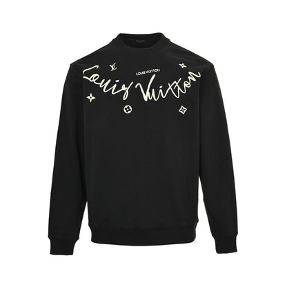 Louis Vuitton 25Fw cursive signature letter print crew neck sweatshirt
