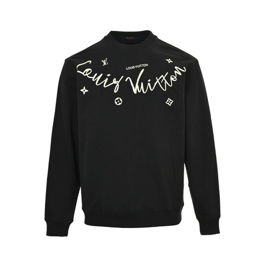 Louis Vuitton 25Fw cursive signature letter print crew neck sweatshirt