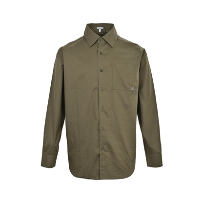 Loewe/Luoyiwei Anagram two-color embroidered patch pocket long-sleeved shirt