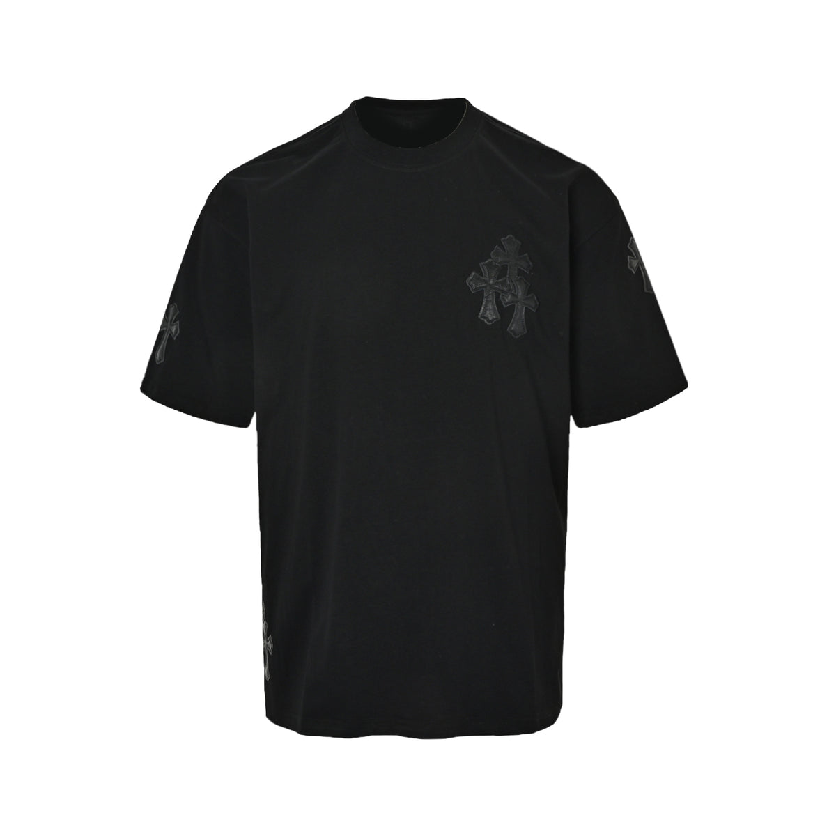 ChromeHearts/Chrome Heart 26ss Heavy Chrome Heart Embroidered Leather Cross Short Sleeve