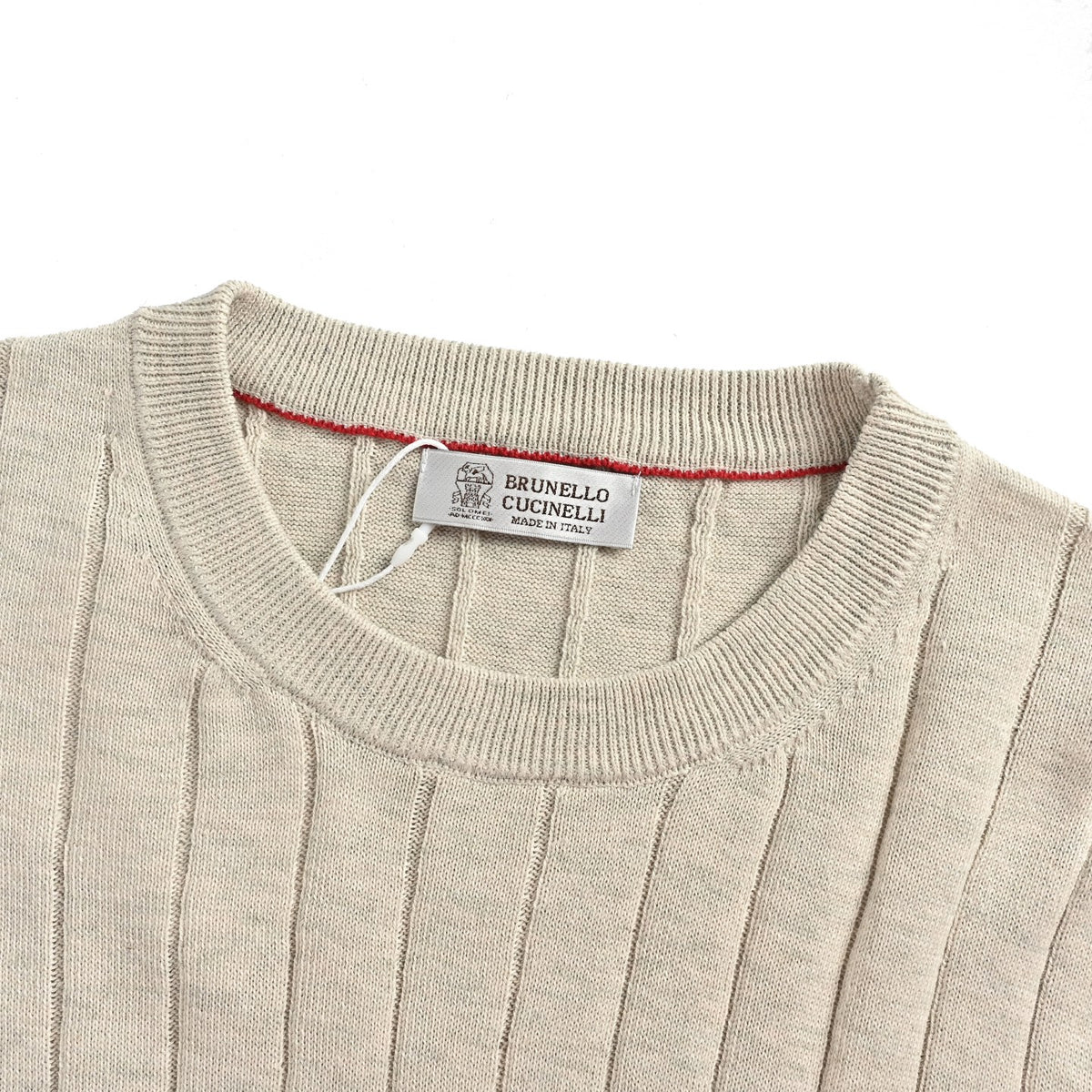 Brunello Cucinelli BC striped cable-knit short sleeves