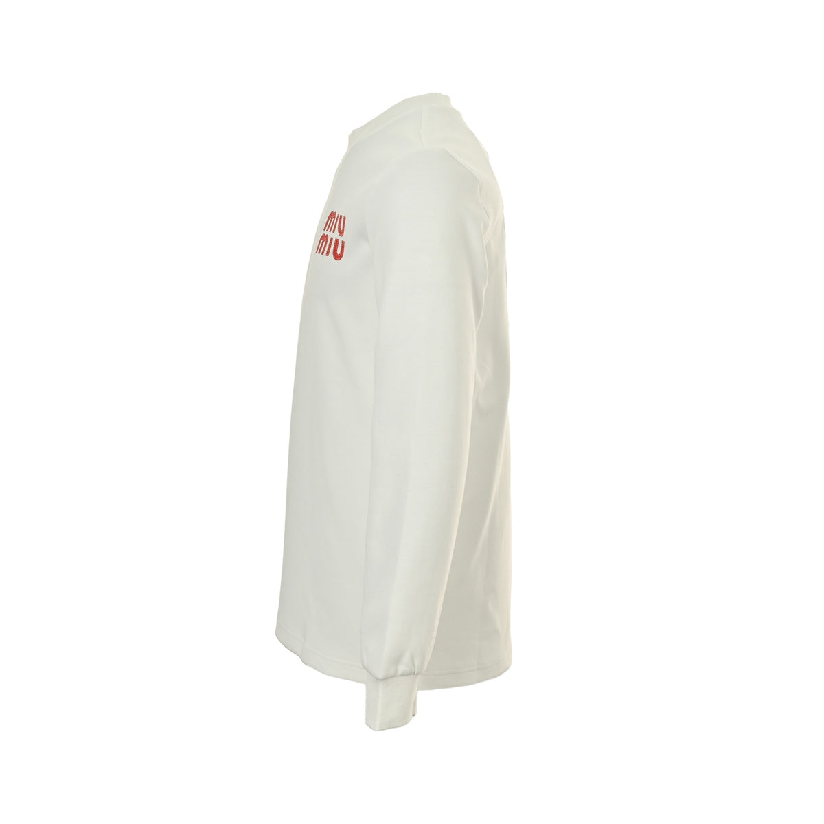 Miu Miu foam patch embroidered long-sleeved T-shirt with large logo on the back