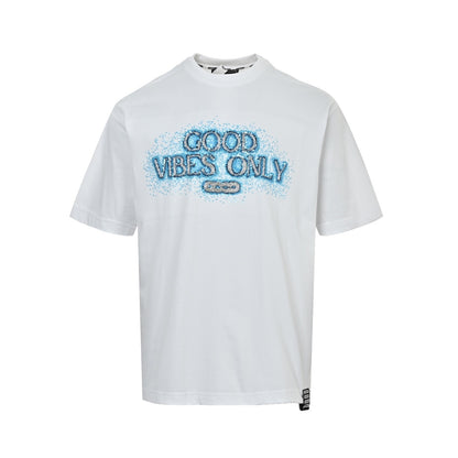 GOODBRAND 26ss blue galaxy tube bead embroidered slogan short sleeves