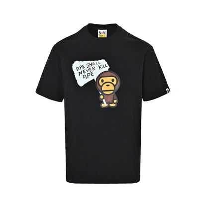 Bape little monkey letter print short sleeves