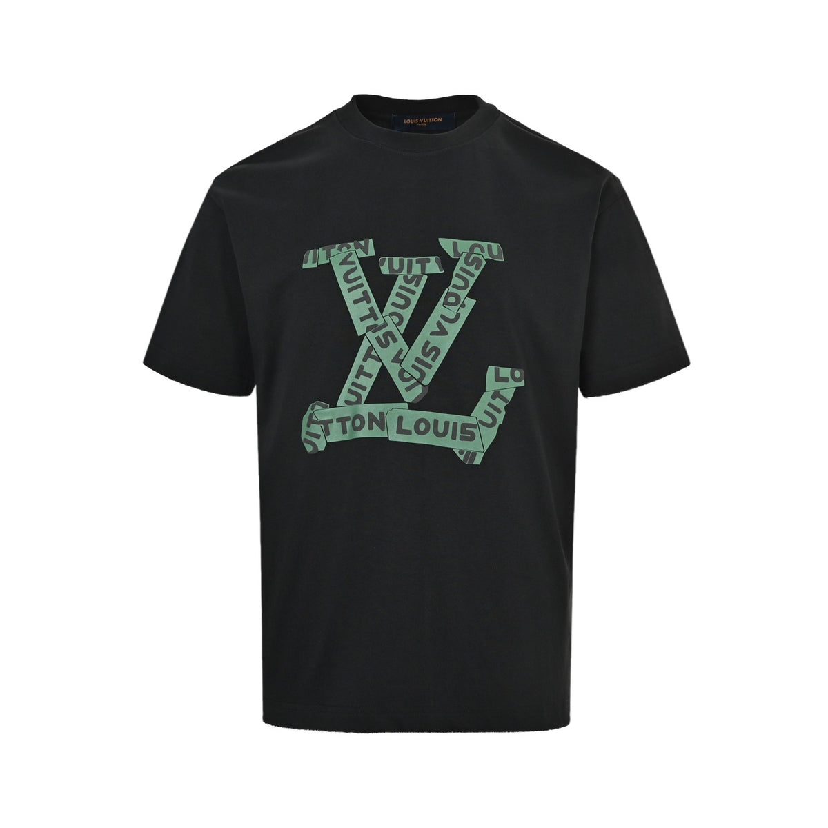 Louis Vuitton green tape presbyopic print short sleeves