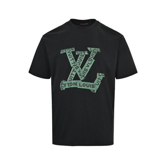 Louis Vuitton green tape presbyopic print short sleeves