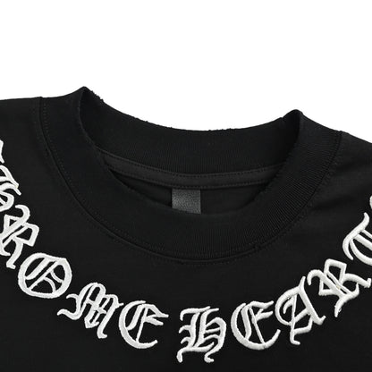 Chrome Hearts/Chrome Heart 26ss Sanskrit embroidered neckline short sleeves