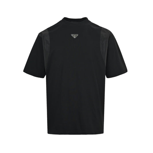 Prada triangle logo stitching side zipper short sleeves