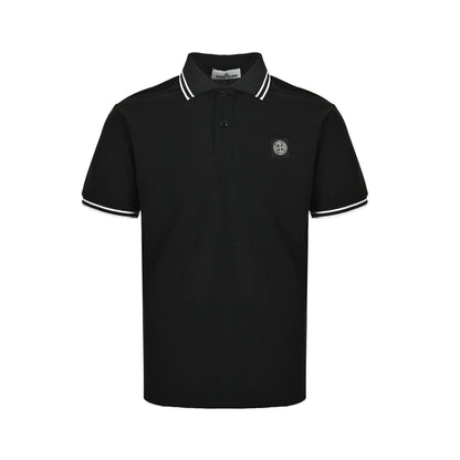 Stone Island compass stripe trim knitted Polo short sleeves