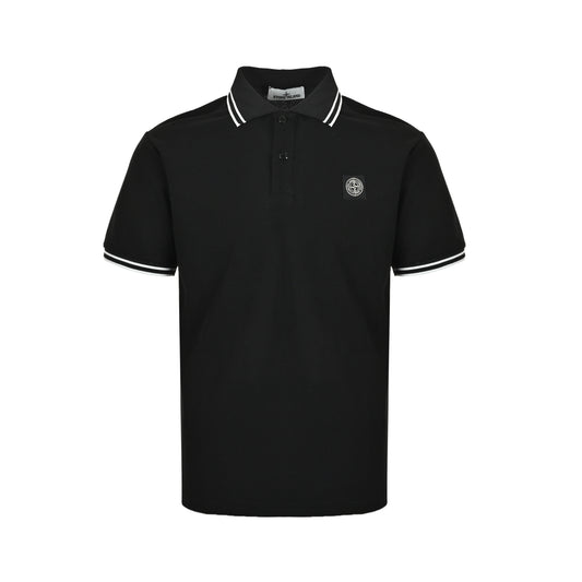 Stone Island compass stripe trim knitted Polo short sleeves