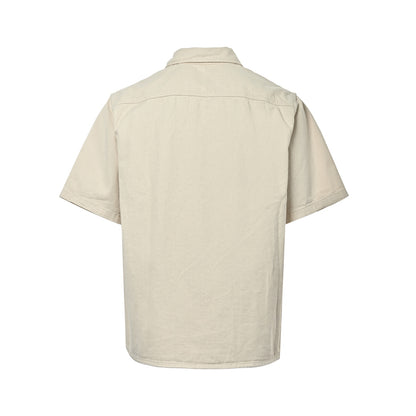 VALENTINO pocket metal V logo denim short-sleeved shirt