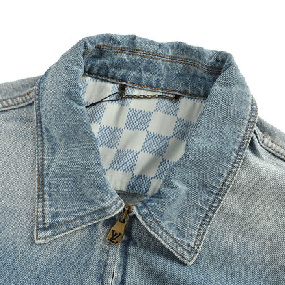Louis Vuitton pocket embroidered zipper denim jacket