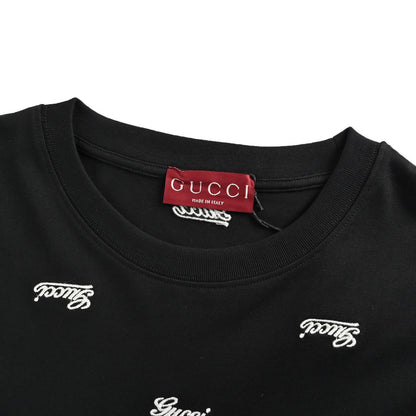 Gucci 24ss all-over embroidered logo short sleeves