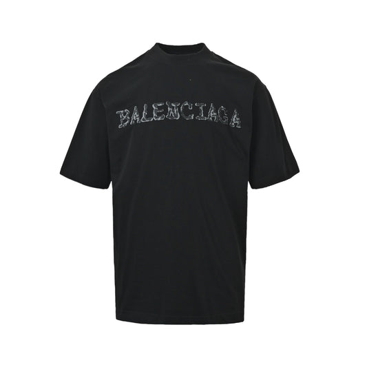 Balenciaga 26ss heavy-duty patch embroidered short sleeves