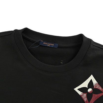Louis Vuitton 25Fw contrasting color four-flower embroidery crew neck sweatshirt