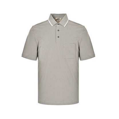HERMES Polo short sleeves with pocket logo embroidery