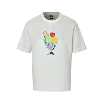 Fendi 26ss cherry ice cream printed short sleeves