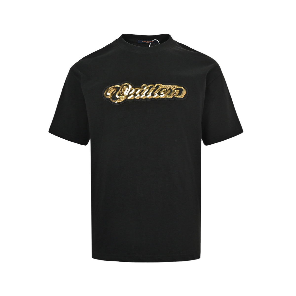 Louis Vuitton gold sequin letter logo short sleeves