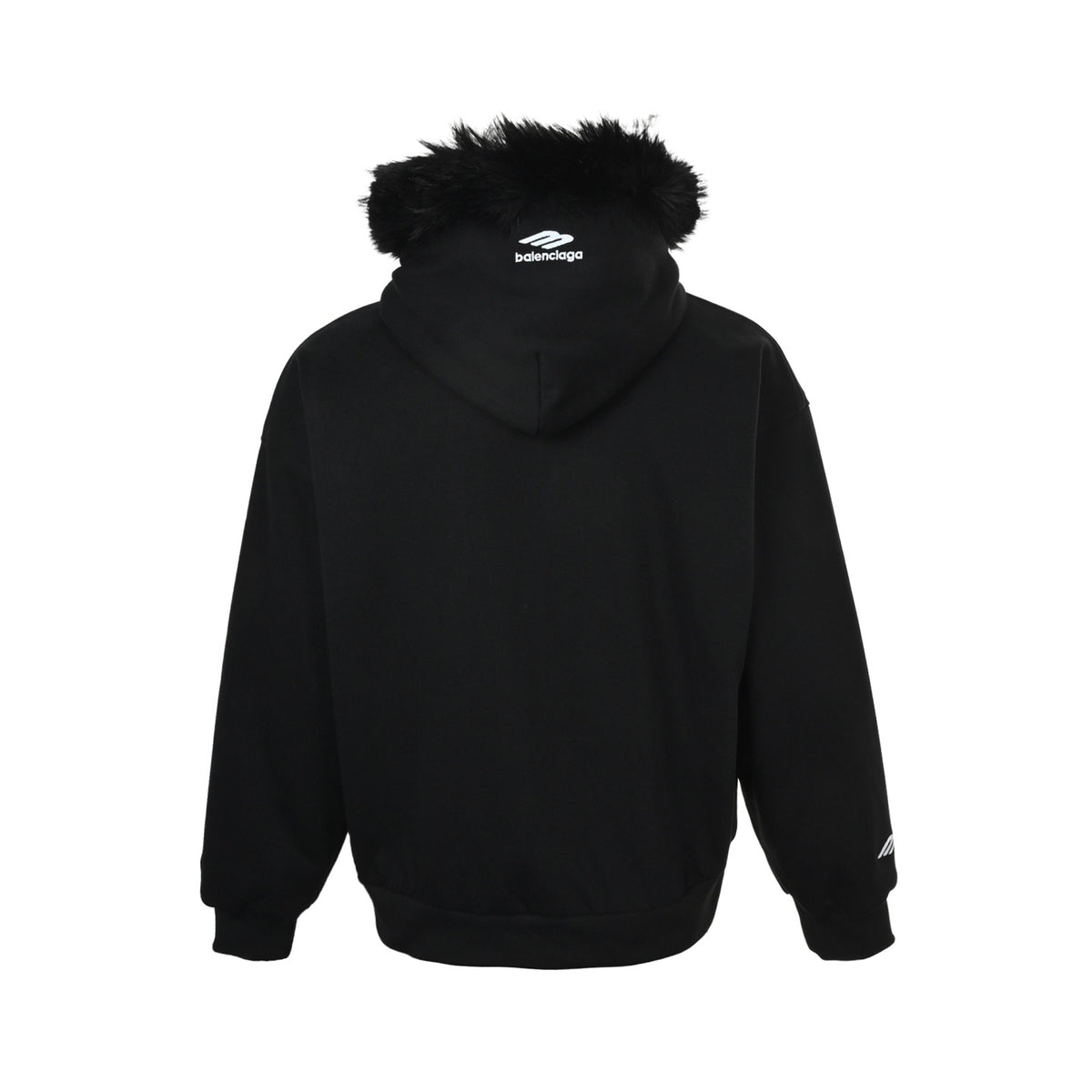 Balenciaga mink fur collar hooded sweatshirt jacket