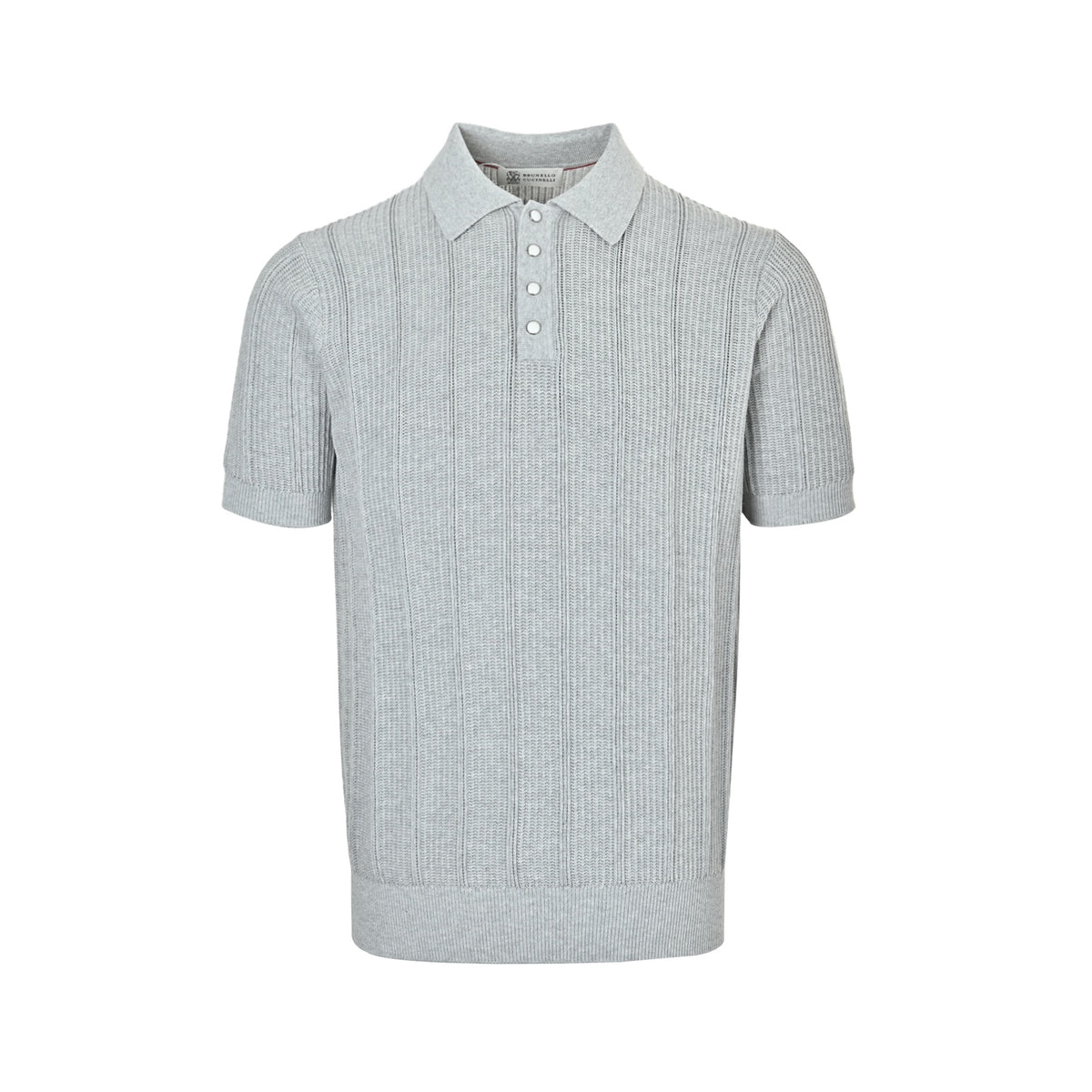 BRUNELLO CUCINELLI BC Pearl Button British Thread Knitted Polo Short Sleeve