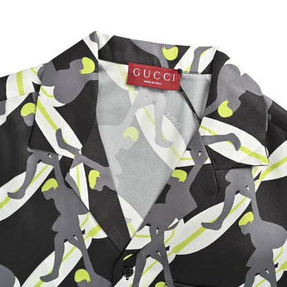 Gucci 25ss surf mulberry silk suit short-sleeved shirt