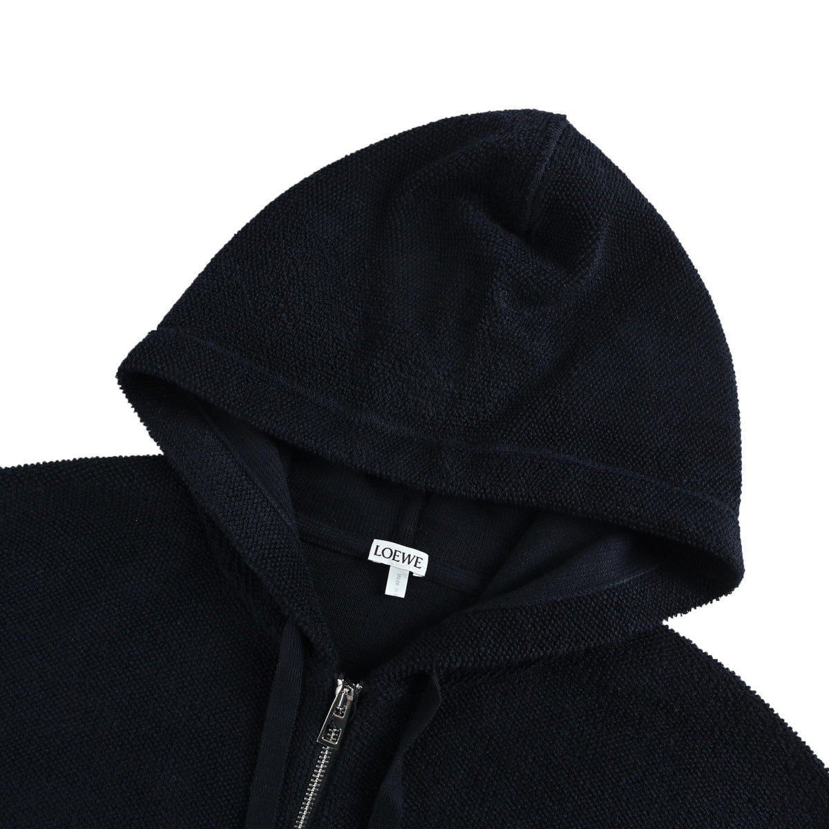 Loewe 25Fw logo embroidered zipper hooded sweater jacket