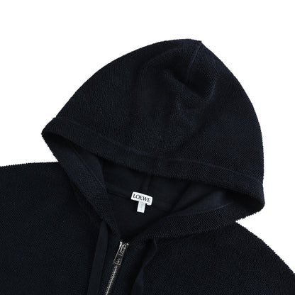 Loewe 25Fw logo embroidered zipper hooded sweater jacket