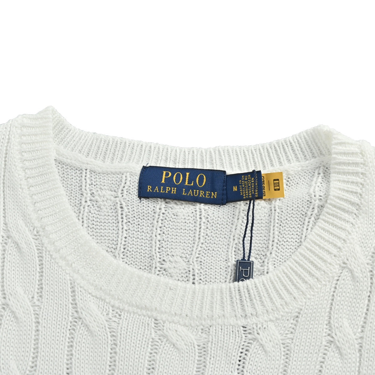 Ralph Lauren horse logo embroidered cable knit short sleeves