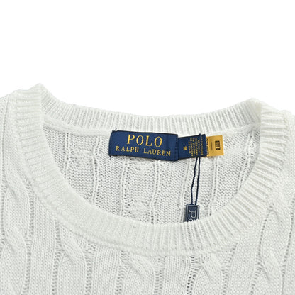Ralph Lauren horse logo embroidered cable knit short sleeves