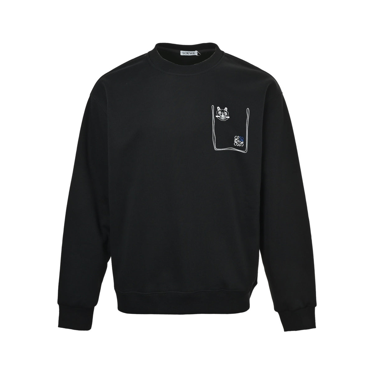 Loewe/Luo Yiwei 25Fw fake pocket kitten round neck sweatshirt