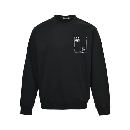 Loewe/Luo Yiwei 25Fw fake pocket kitten round neck sweatshirt
