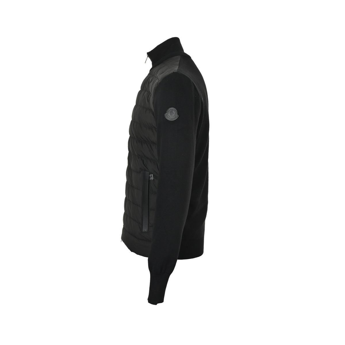 Moncler/Mask 25Fw leather pocket knitted patchwork down jacket