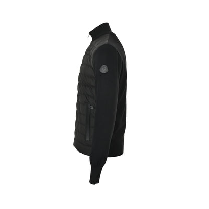 Moncler/Mask 25Fw leather pocket knitted patchwork down jacket