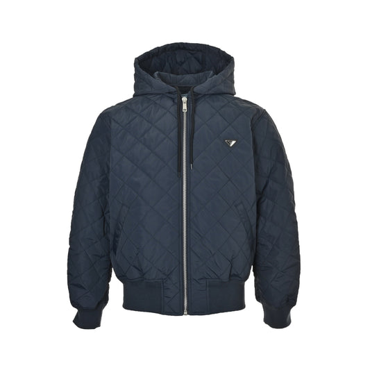 Prada rhombus lightweight hooded cotton coat