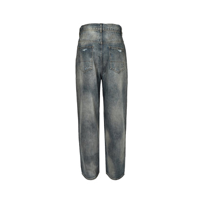 Ancellm25ss heavy duty washed damaged jeans