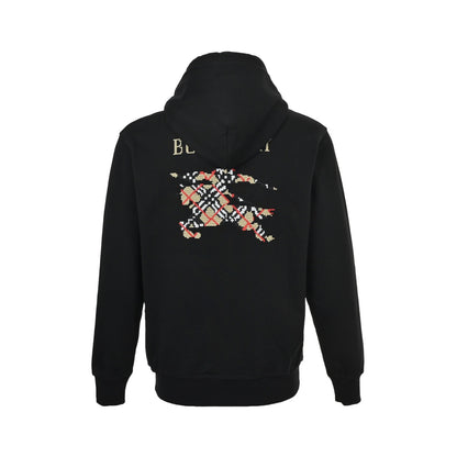 Burberry 25Fw back cross-stitch horse embroidery hooded sweatshirt