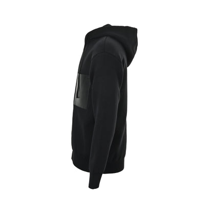 Loewe/Loewei leather pocket wool zipper hooded jacket