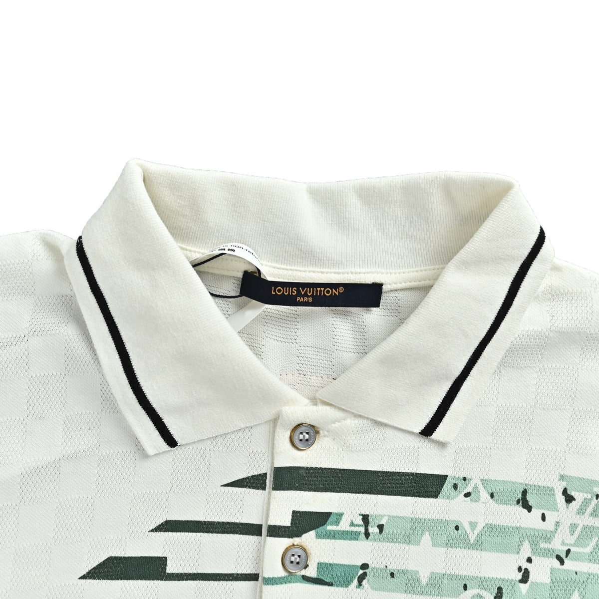 Louis Vuitton dark checkerboard print Polo short sleeves