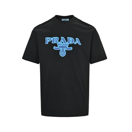 Prada blue logo printed short sleeves