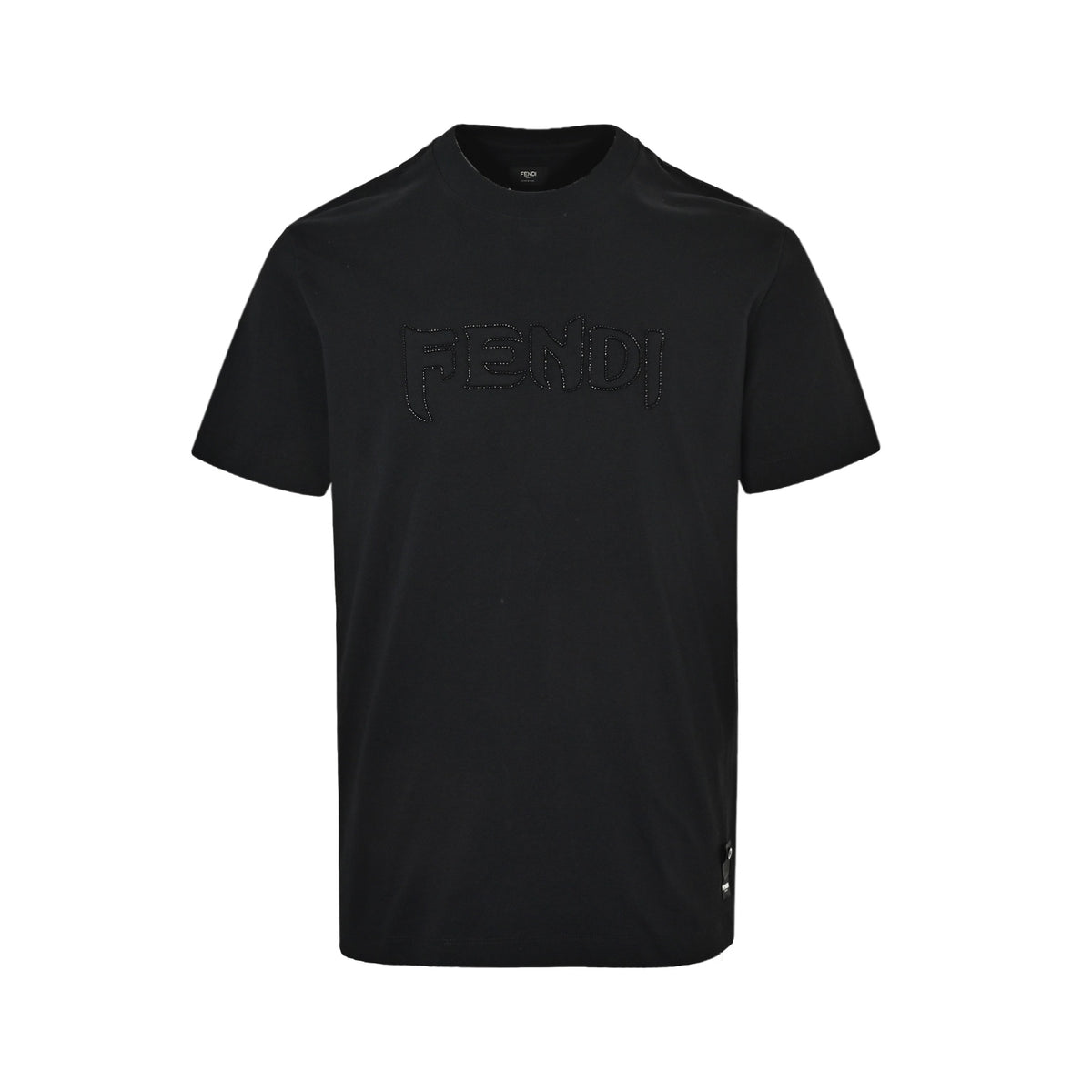 Fendi dark pattern beaded embroidered short sleeves