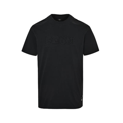 Fendi dark pattern beaded embroidered short sleeves
