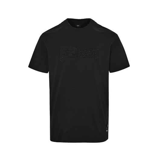 Fendi dark pattern beaded embroidered short sleeves