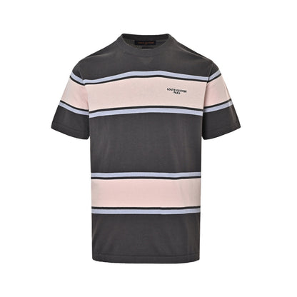 Louis Vuitton 26ss contrasting color patchwork striped knitted short sleeves