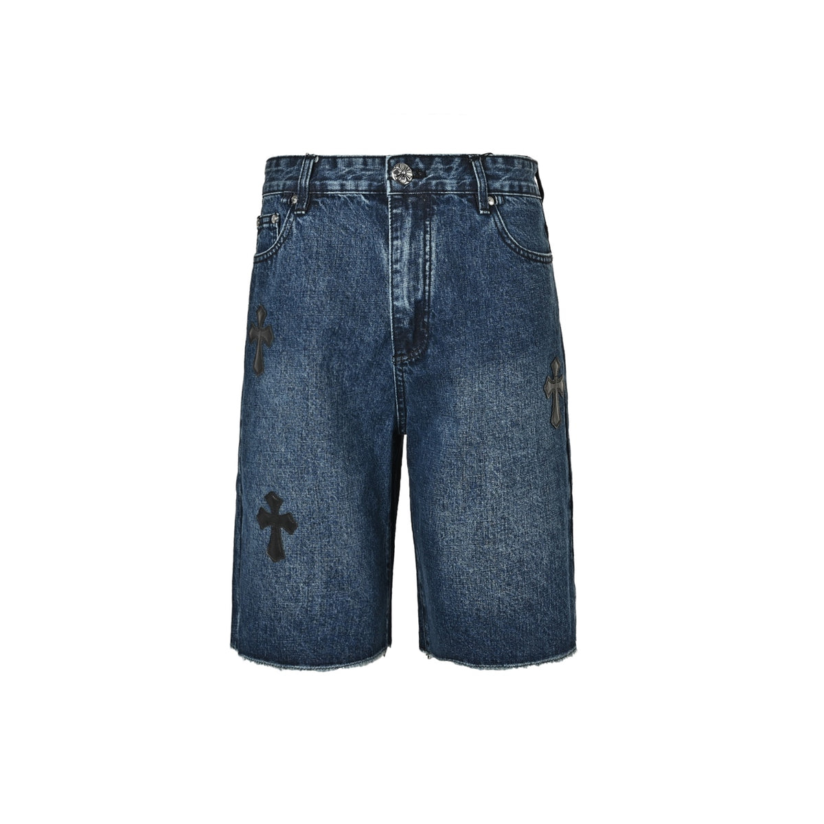Chrome Hearts/Chrome Heart leather label cross denim shorts
